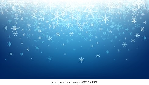 Blue winter background with snowflakes. Vector illustration.