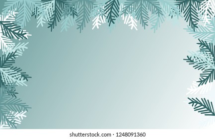 Blue winter background or template with branches christmas tree.  Vector graphic pattern.