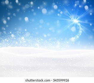 Blue winter background. Vector paper illustration.