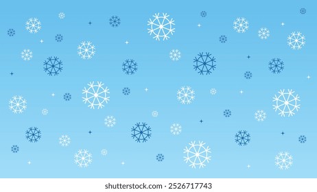 Blue Winter Background with Blue and White Chrystal Snow