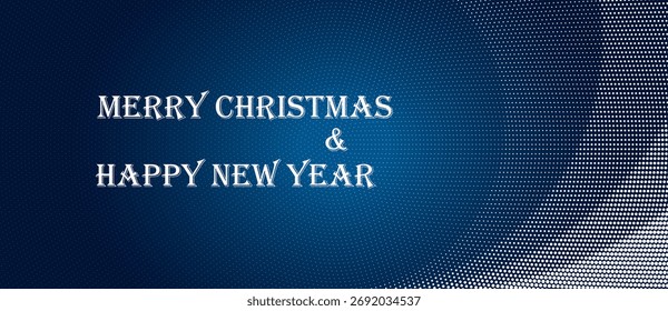 Blue winter background with white dots like snow around. Happy New Year and Merry Christmas illustration.