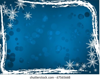blue winter background with white snowflake. Holiday image
