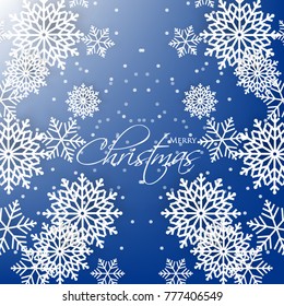 Blue winter background with white snowflake sale banner