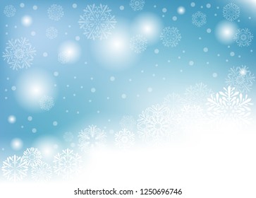 blue winter background with white snowflakes. vector illustration