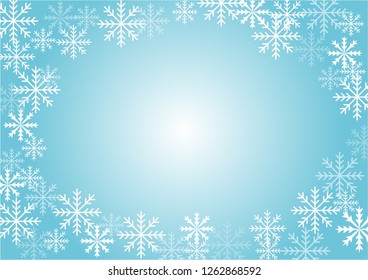 Blue winter background with white snowflakes. It is vector illustration.