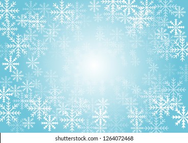 Blue winter background with white snowflakes. It is vector illustration.
