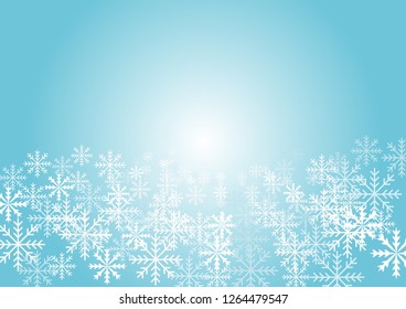 Blue winter background with white snowflakes. It is vector illustration.
