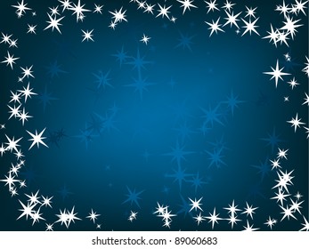 blue winter background with white stars. Holiday image