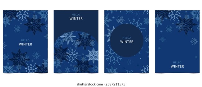 blue winter banner background with snowflake for horizontal design