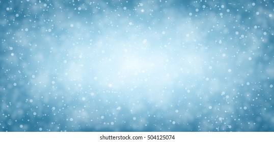 Blue winter banner with snow. Vector illustration.