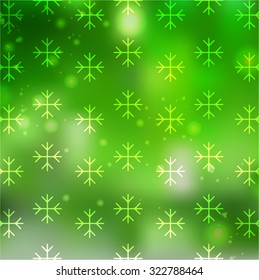 Blue Winter Blur Background with Snowflakes