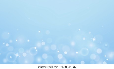 Blue winter bokeh background design with blurred lights and holiday sparkles. Vector illustration.