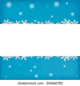 Blue winter card with white snow-flake for illustration template art design, banner for Christmas celebrate