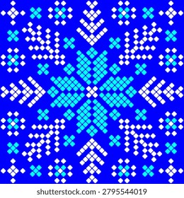 Blue winter design set with abstract flowers and trees