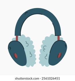Blue winter earmuffs vector illustration isolated on white background