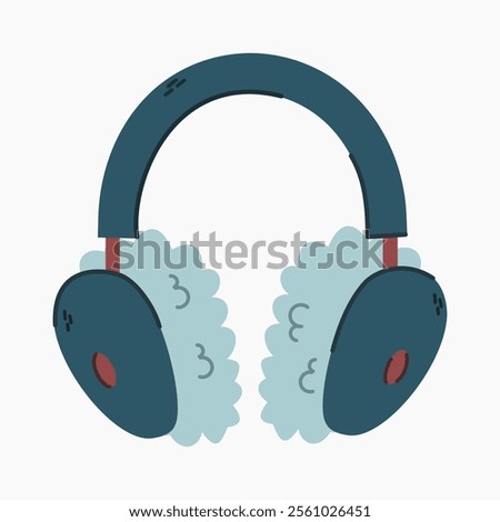 Blue winter earmuffs vector illustration isolated on white background