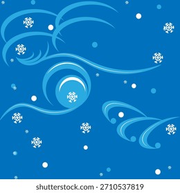 Blauer Winter, frostiger Hintergrund. Vektorgrafik