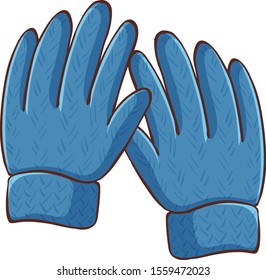 Blue winter gloves on white background illustration