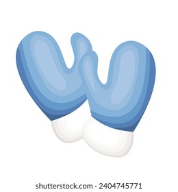 Blue winter gloves with white cuffs illustration vector