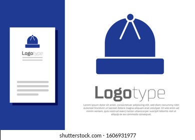Blue Winter hat icon isolated on white background. Logo design template element. Vector Illustration