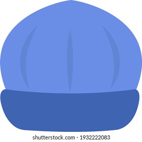 Blue winter hat, illustration, vector on white background.