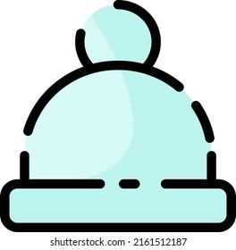 sombrero azul de invierno, ilustración, vector sobre un fondo blanco.