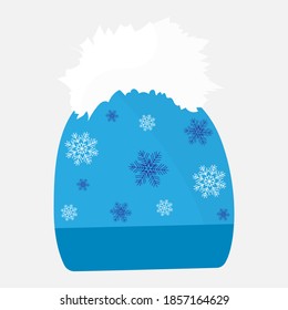 Blue winter hat. Vector image, eps 10