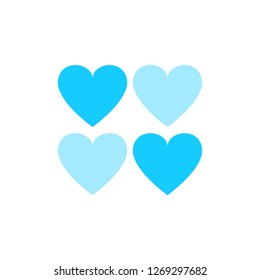 Blue winter hearts isolated on white background. Vector illustration. 