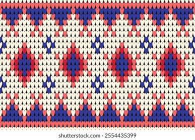 Blue Winter Holiday Seamless Ikat Knitted Pattern, Stripes knitting texture geometric pattern, design for carpet, batik, fabric, crochet, knitted, sweater, knit embroidery style,clothing, wrapping
