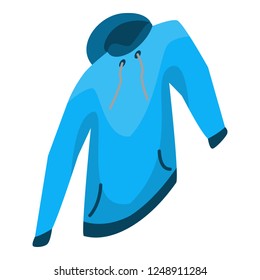 Blue winter hood icon. Isometric of blue winter hood vector icon for web design isolated on white background