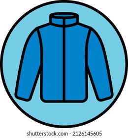 Chaqueta azul de invierno, ilustración, vector sobre un fondo blanco.