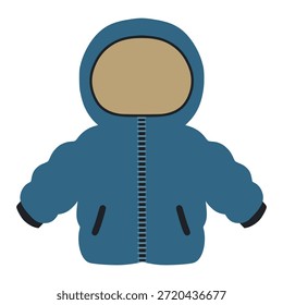 Blaue Winterjacke, die Kinder warm und gemütlich hält, bei kaltem Wetter