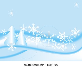 Blue winter landscape - vector illustration
