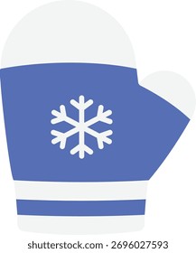 a blue winter mitten with a snowflake