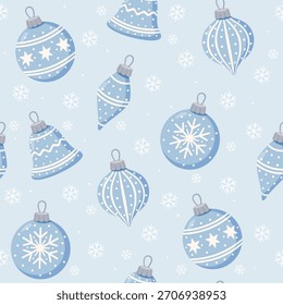 Blue Winter Ornaments Seamless Pattern