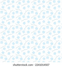 A blue winter pattern with Merry christmas greeting, gift boxes and snowflakes on a background vector illustration 