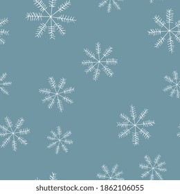 Blue winter pattern in modern style. Simple design, graphic element. Floral vector Xmas celebration
