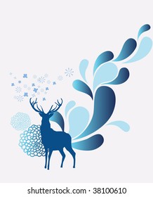 blue winter and reindeer wallpaper