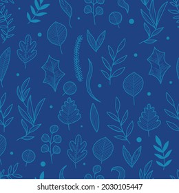 El invierno azul es transparente. Diseño floral lindo de Navidad. Arte de hoja de cuajo