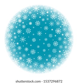 blue winter snow ball background with snowflakes