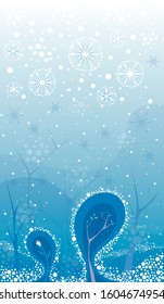 Blue winter snow card illustration