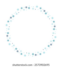 Blue Winter Snowflake Circle Frame Border
