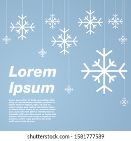 Blue Winter Snowflakes Flat Design Background Vector