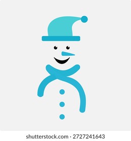 Ícone plano azul boneco de neve de inverno