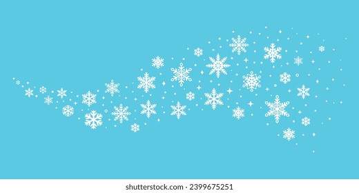 Fondo vectorial del giratorio de invierno azul con copos de nieve, diseño de clip de copo de nieve dibujado a mano