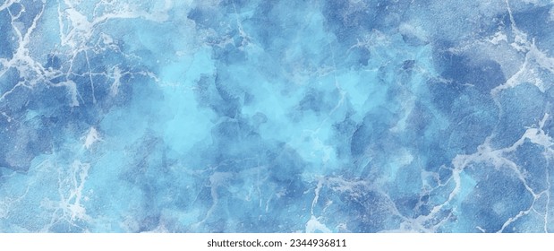 Blue winter texture art vector background for cover design, poster, cover, banner, flyer, cards. Ice. Cold. Frozen water. Hand-drawn brush strokes. Christmas abstract illustration for background.