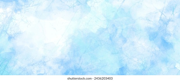 Blue winter texture art vector background for cover design, poster, cover, banner, flyer, cards. Ice. Cold. Frozen water. Hand-drawn brush strokes. Christmas abstract illustration for background.