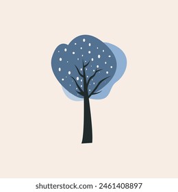 Blue Winter Tree Vibrant Isolated Flat Image 