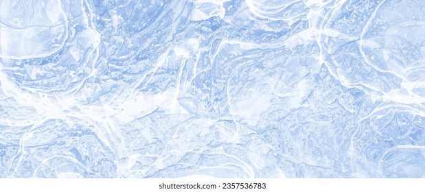 Blauer Winter-Vektorgrafik-Hintergrund mit Eis für Cover-Design, Karten, Flyer, Poster, Banner. Handgezeichnete Weihnachtsgrafik. Frohe Weihnachten!  Textur. Glashintergrund gefroren. Schnee.