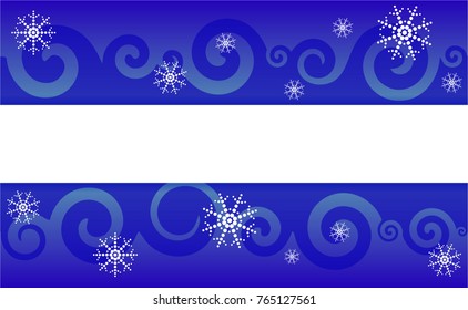 Blue winter vector frame with snowflakes.